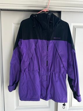 Marmot Black Shell Jacket with Purple Hanging Loop
